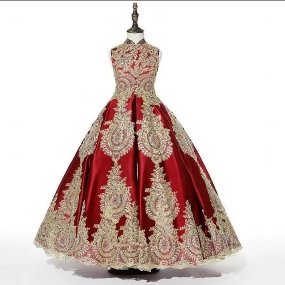 Luxurious long flower girl dress for Wedding, Birthday, Party